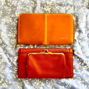 2 brown leather wallets. Top grain cowhide leather
